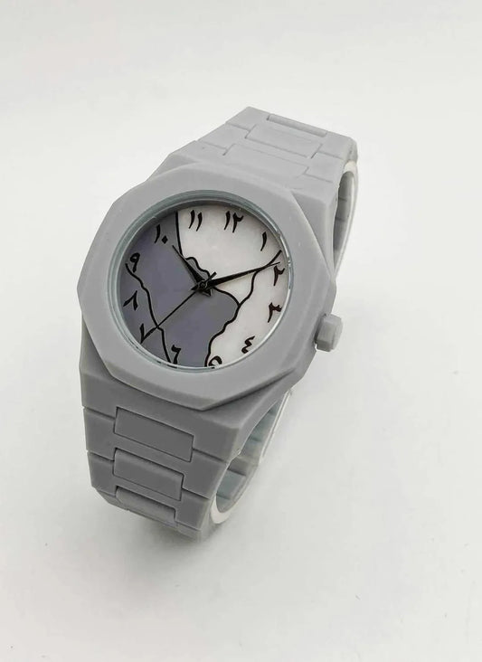 Men’s Carbon Fiber Grey Marble Watch – Arabic Dial Design