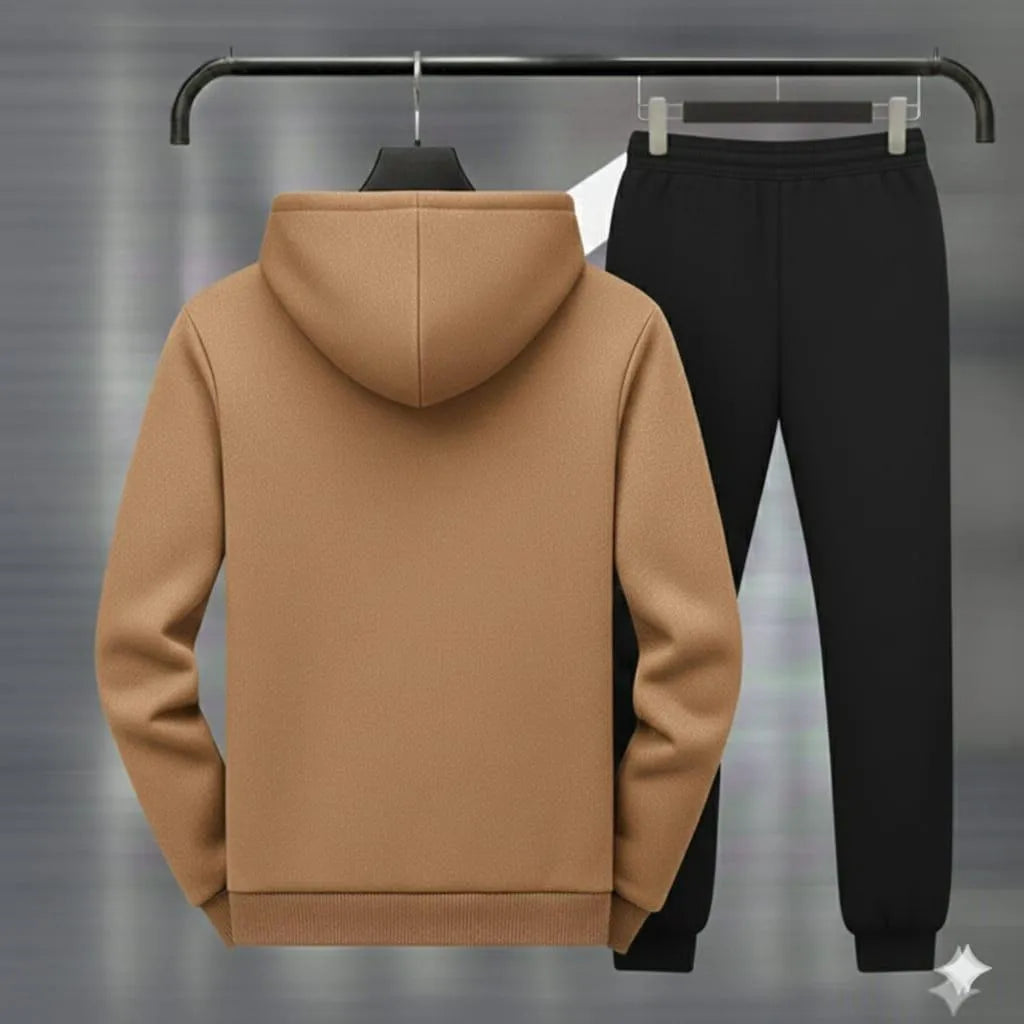 Royal Crest Brown&Black Printed Hoodie 2pc Tracksuit