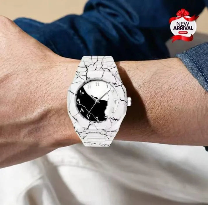 Aura Watch  Black &White Marble Design Tiger