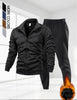 Men's Plain Fleece Zipper Track Suits 2pc (Black)
