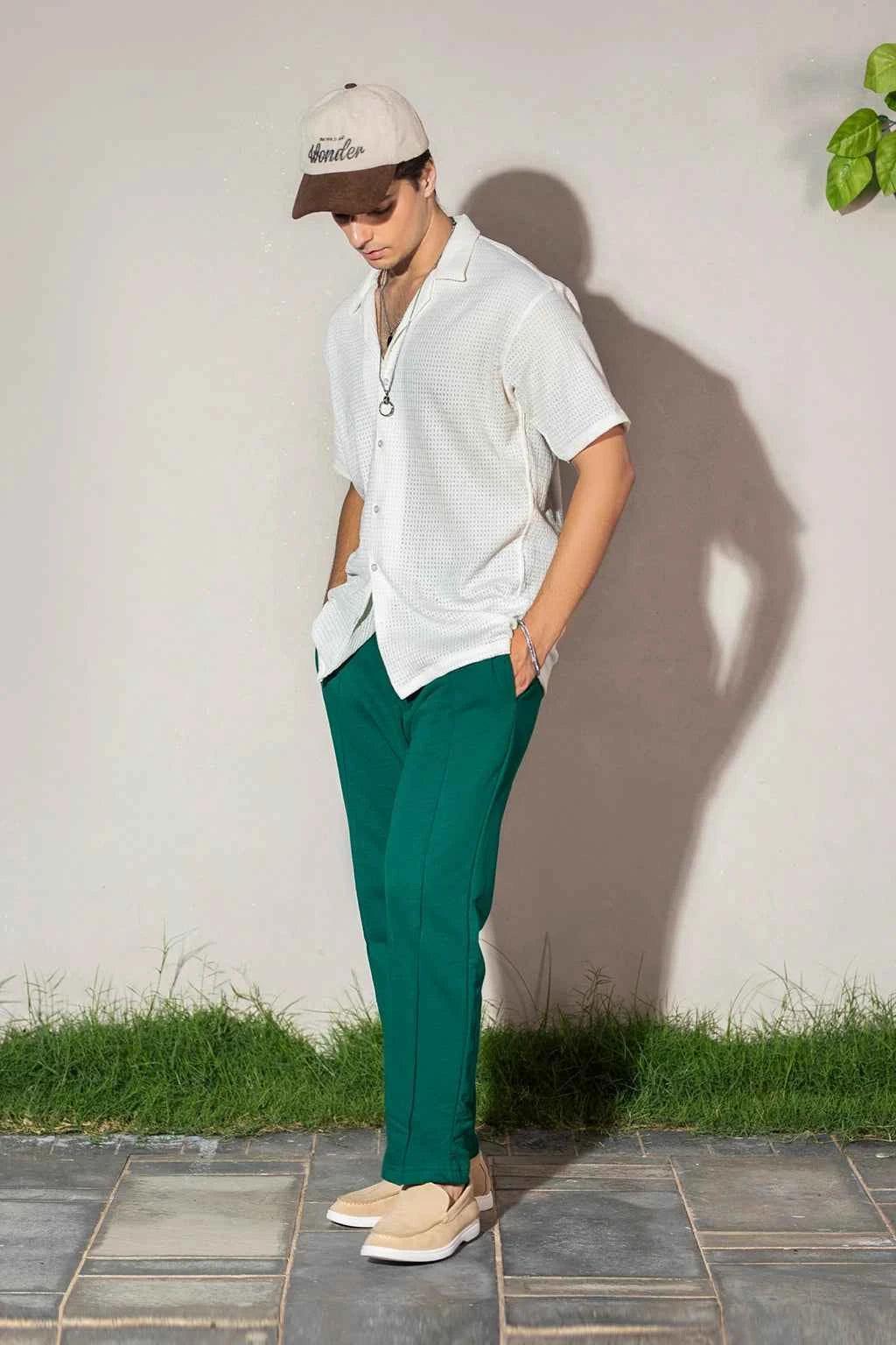 Emerald Relaxed- Fit Trouser Aqua Green