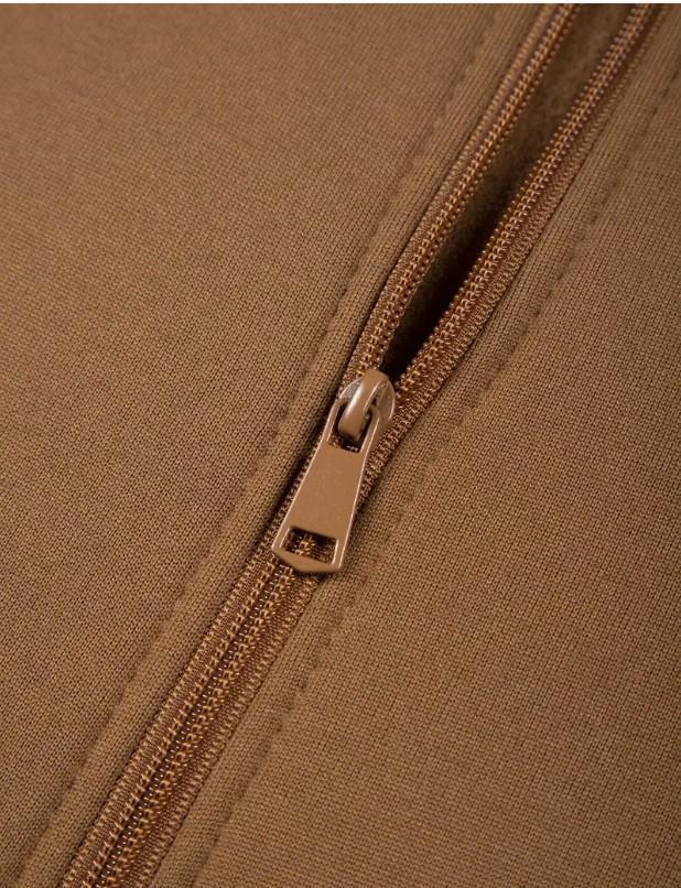 Men's Plain Fleece Zipper Track Suits 2pc (Brown)