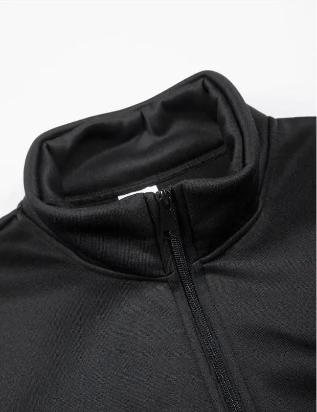 Men's Plain Fleece Zipper Track Suits 2pc (Black)
