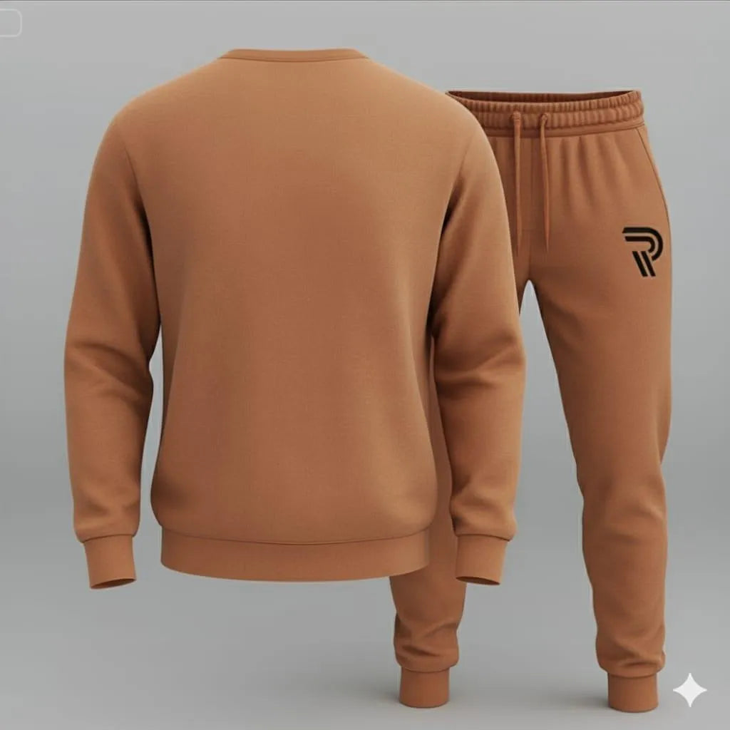 R Printed Sweatshirts With Trouser 2 PC (Brown)