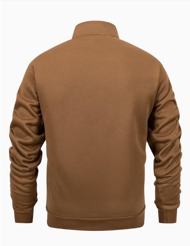 Men's Plain Fleece Zipper Track Suits 2pc (Brown)