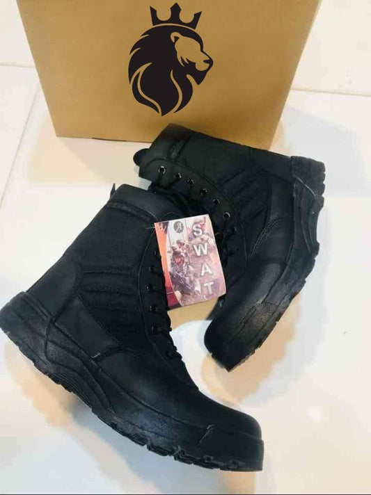 Mens Long Army Boots Black