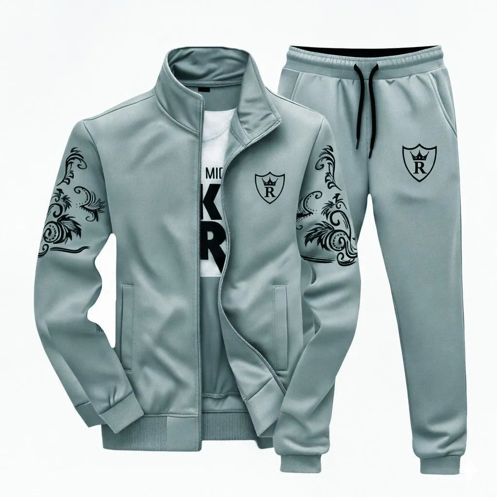 The "Royal Shield" Urban Tracksuit – Sage Green 2-Piece Set
