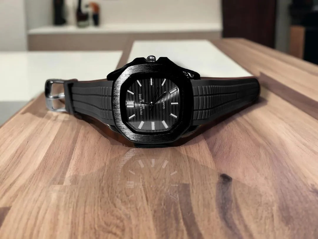 Men's Water Resistant Quartz Watch - Texture Rubber Strap