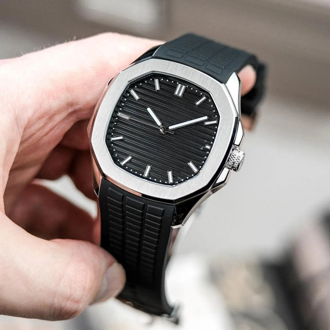 Men's Water Resistant Quartz Watch - Texture Rubber Strap