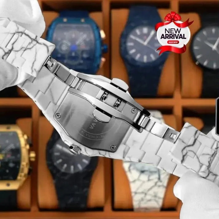 Aura Watch  Black &White Marble Design Tiger