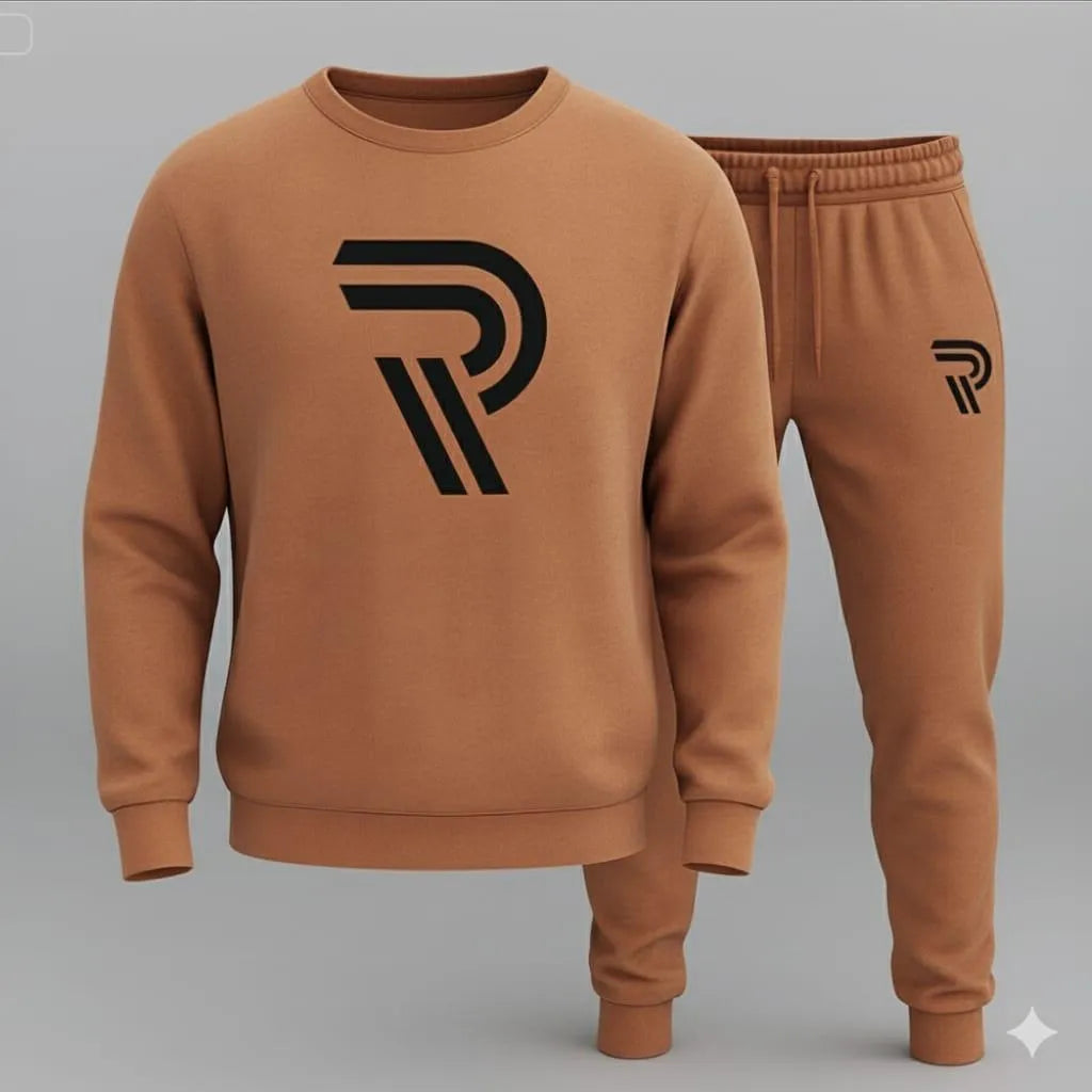 R Printed Sweatshirts With Trouser 2 PC (Brown)
