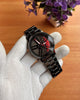 Men’s Luxury Black Metal Watch with Sporty Brake Dial Spinning