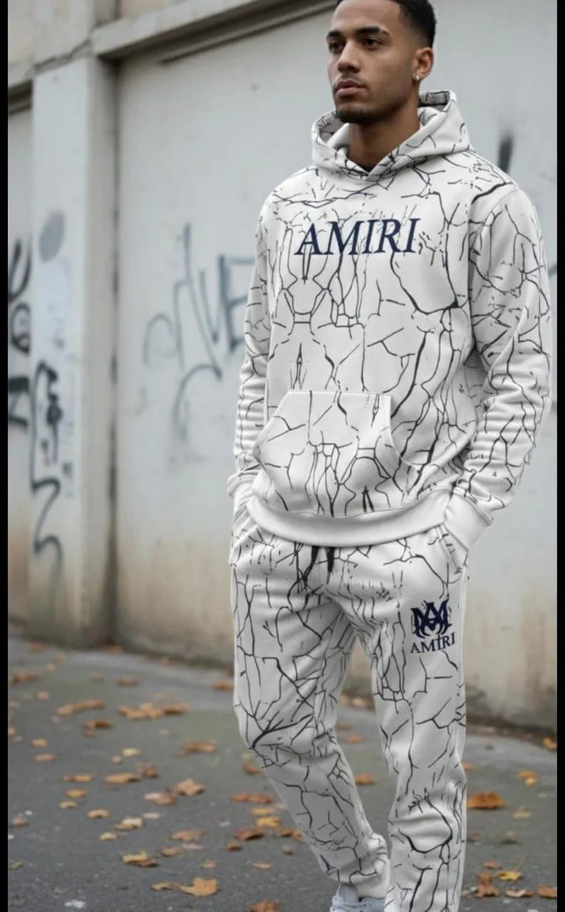 Amiri Men's fleece hoodie tracksuit sublimation
