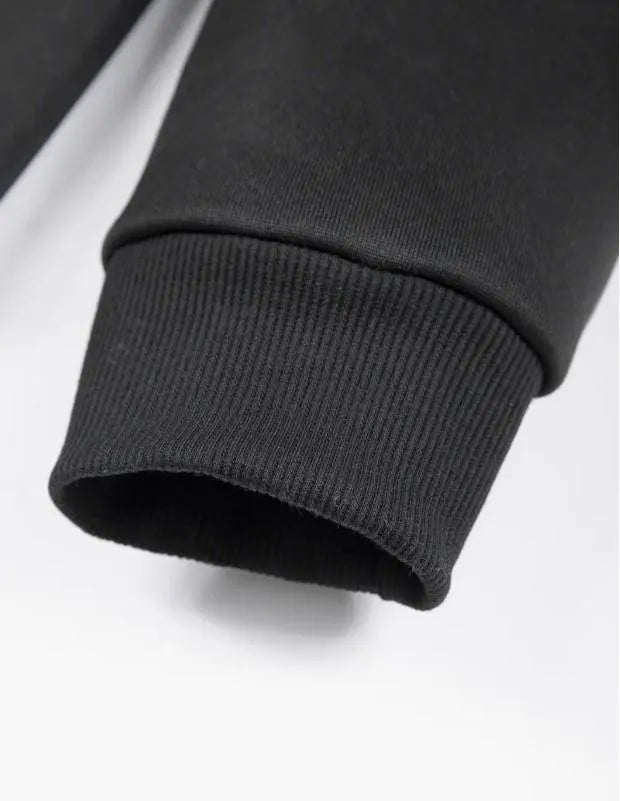 Men's Plain Fleece Zipper Track Suits 2pc (Black)