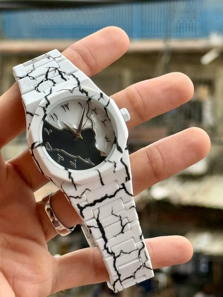 Aura Watch  Black &White Marble Design Tiger